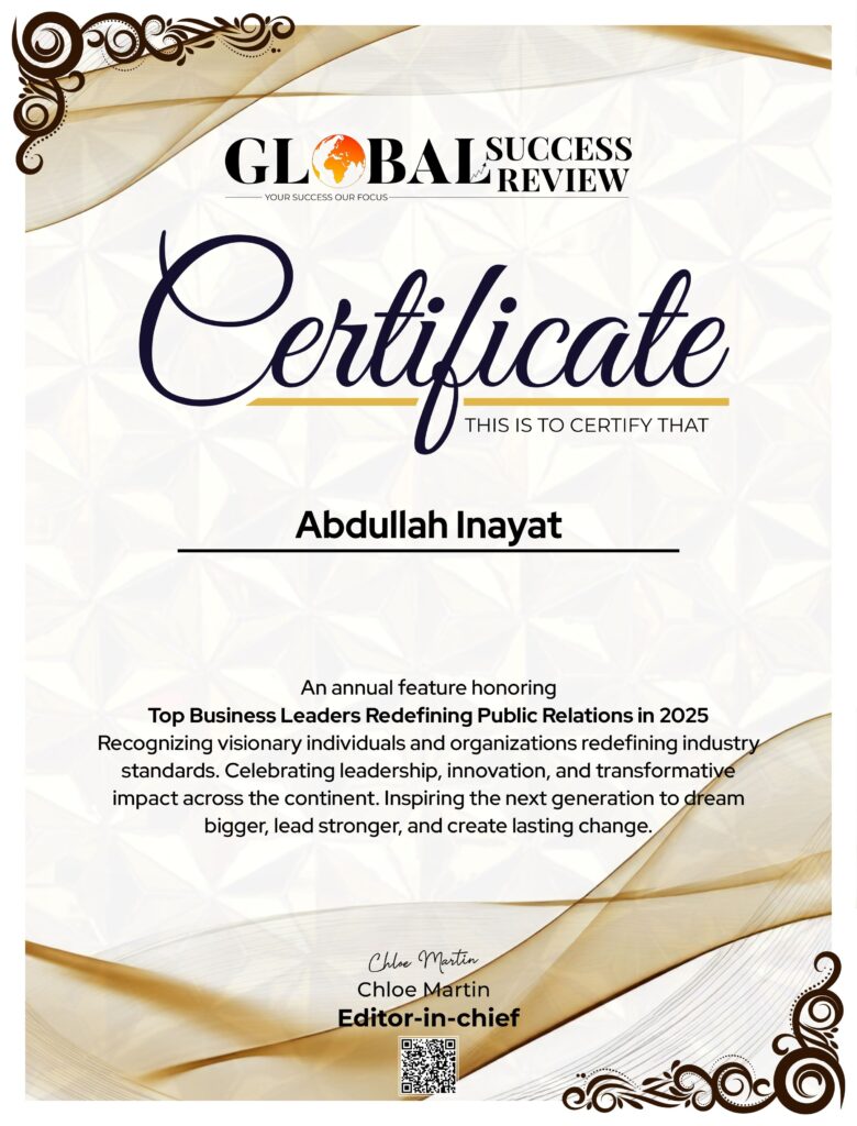 Abdullah Inayat certificate_The Global Success Review Magazine