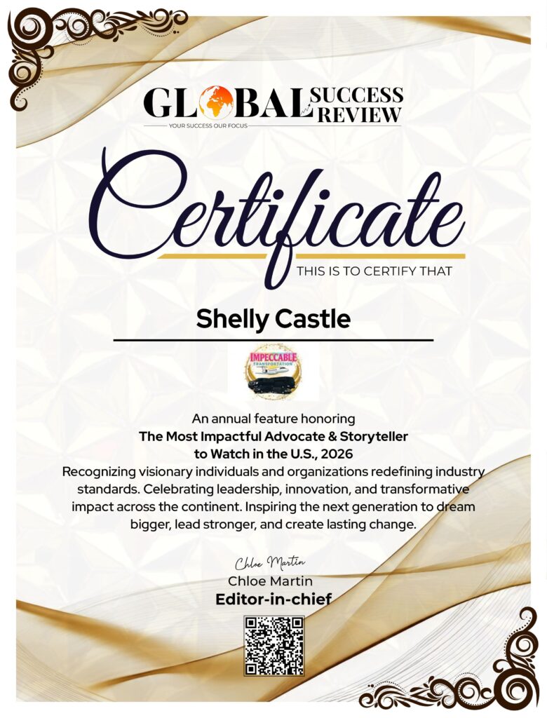Shelly Castle certificate The Global Success Review Magazine
