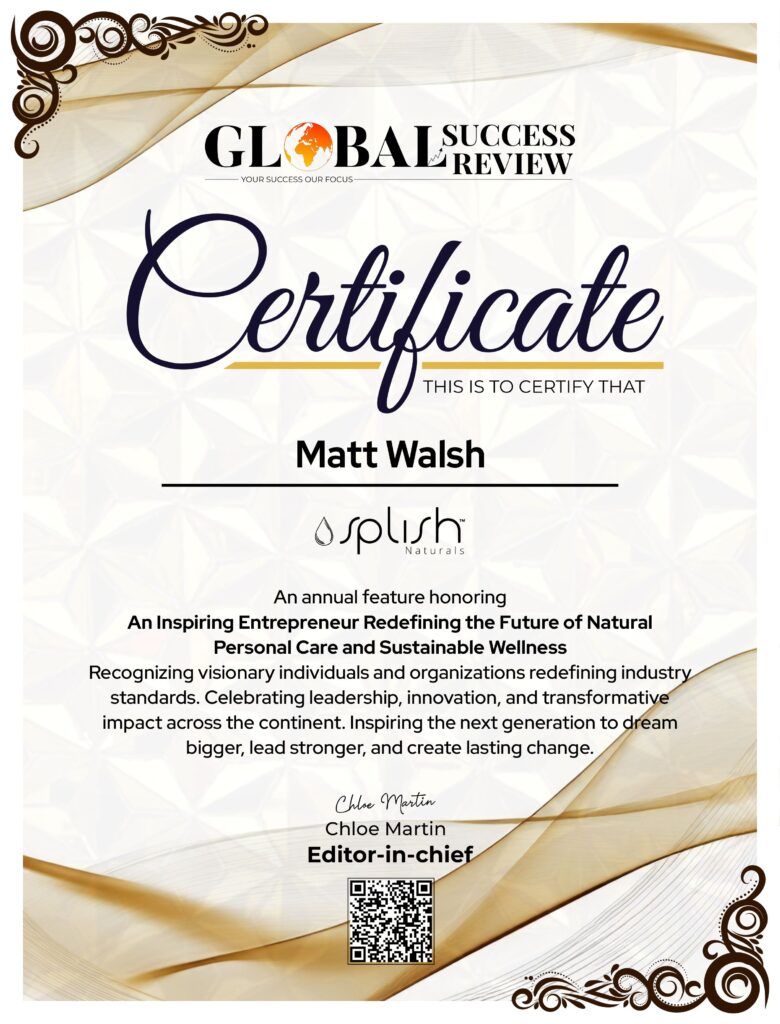 Matt Walsh certificate_The Global Success Review Magazine