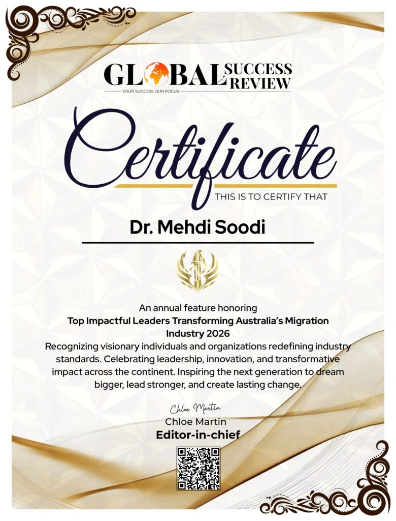 Dr. Mehdi Soodi certificate_The Global Success Review Magazine