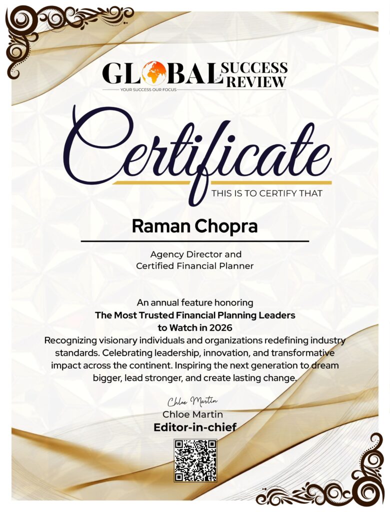 Raman Chopra certificate_The Global Success Review Magazine
