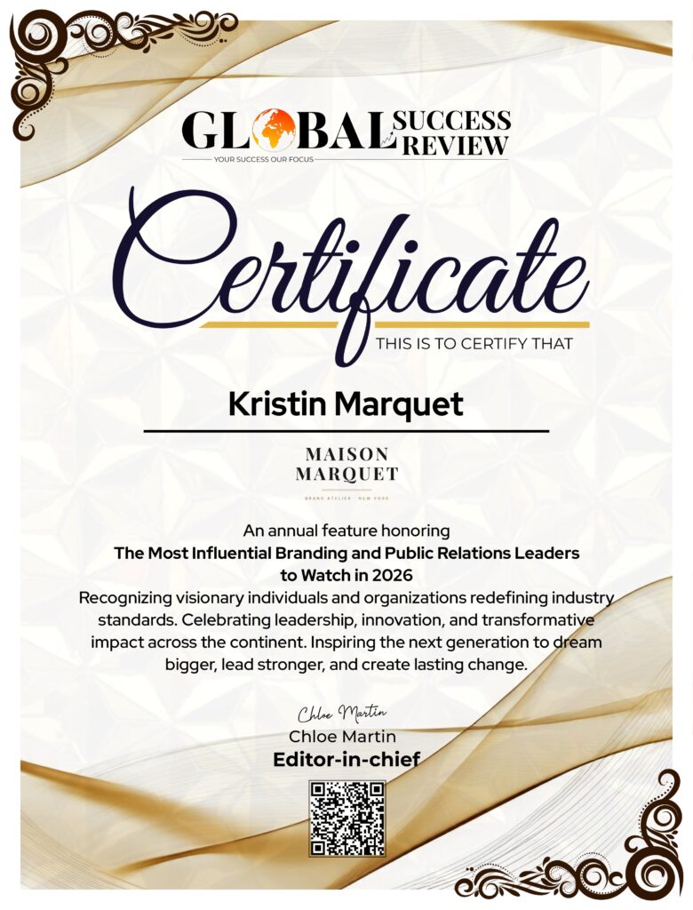 Kristin Marquet certificateKristin Marquet Trophy_The Global Success Review Magazine
